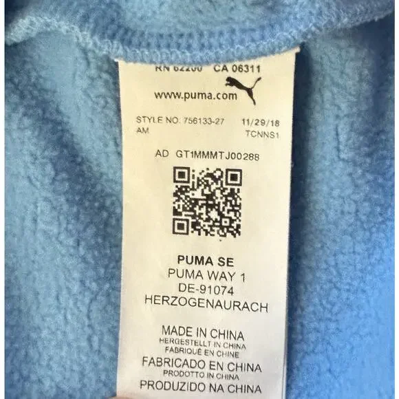 Puma Manchester City FC Soccer Crewneck Sweater Mens Size Medium Blue Sweatshirt - Picture 11 of 13